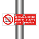 Verrouillé. Ne pas charger l'étagère avant réparation !
