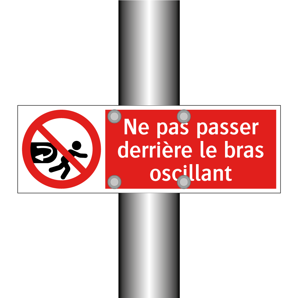 Ne pas passer derrière le bras oscillant