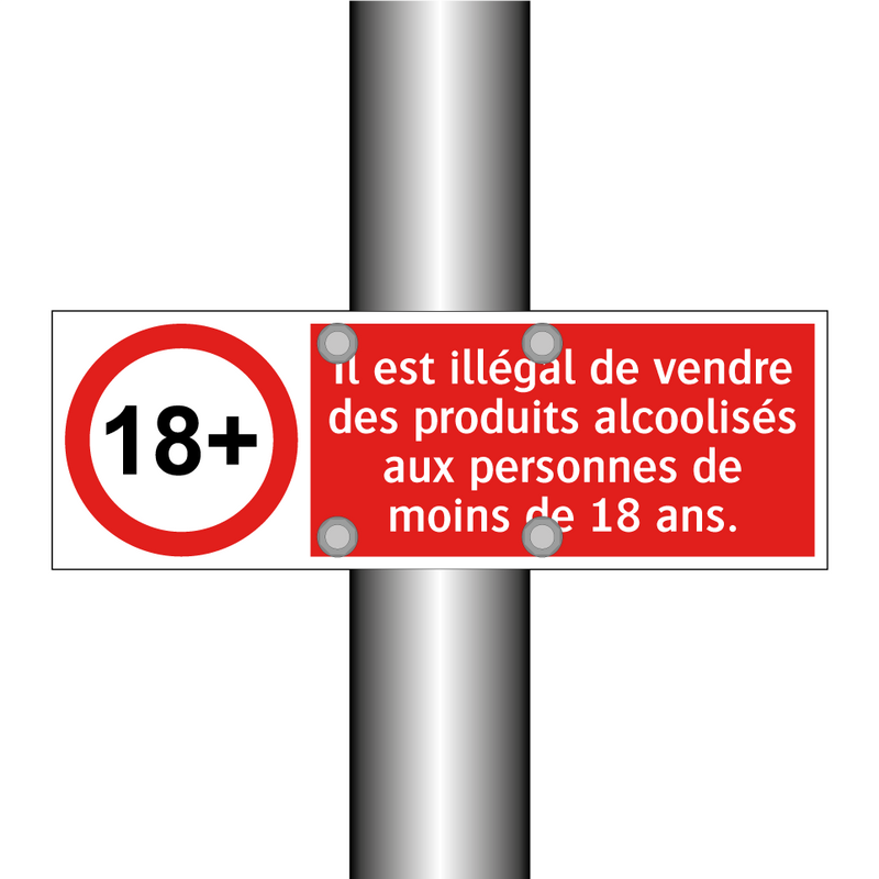 Il est illégal de vendre des produits alcoolisés aux personnes de moins de 18 ans.
