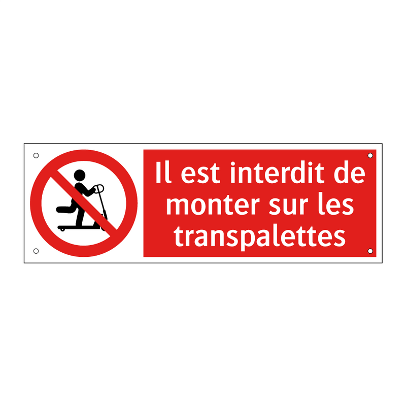 Il est interdit de monter sur les transpalettes