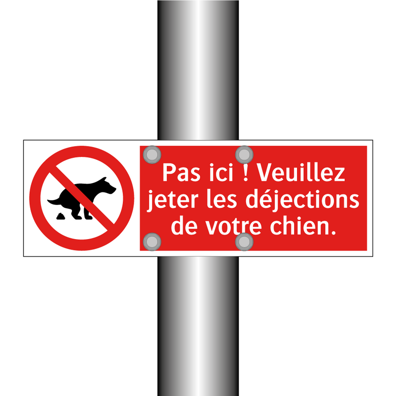 Pas ici ! Veuillez jeter les déjections de votre chien.