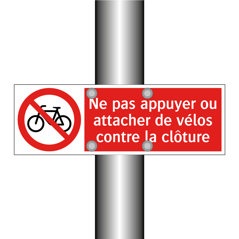Ne pas appuyer ou attacher de vélos contre la clôture