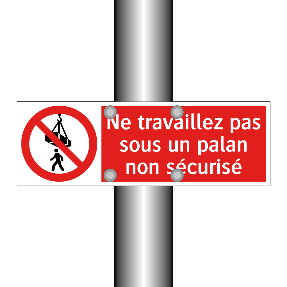 Ne travaillez pas sous un palan non sécurisé