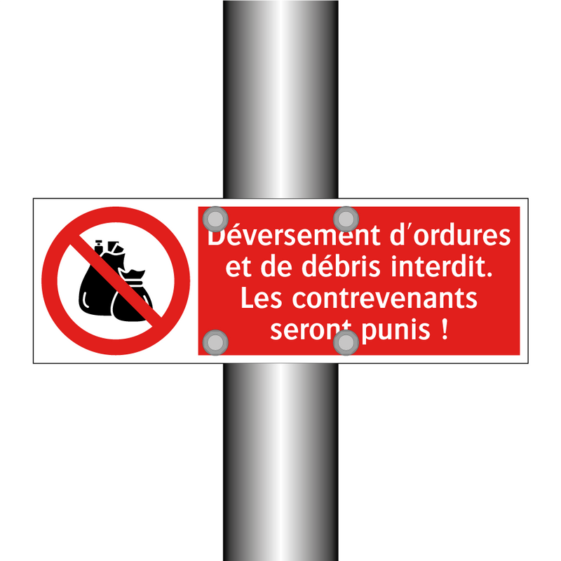 Déversement d'ordures et de débris interdit. Les contrevenants seront punis !