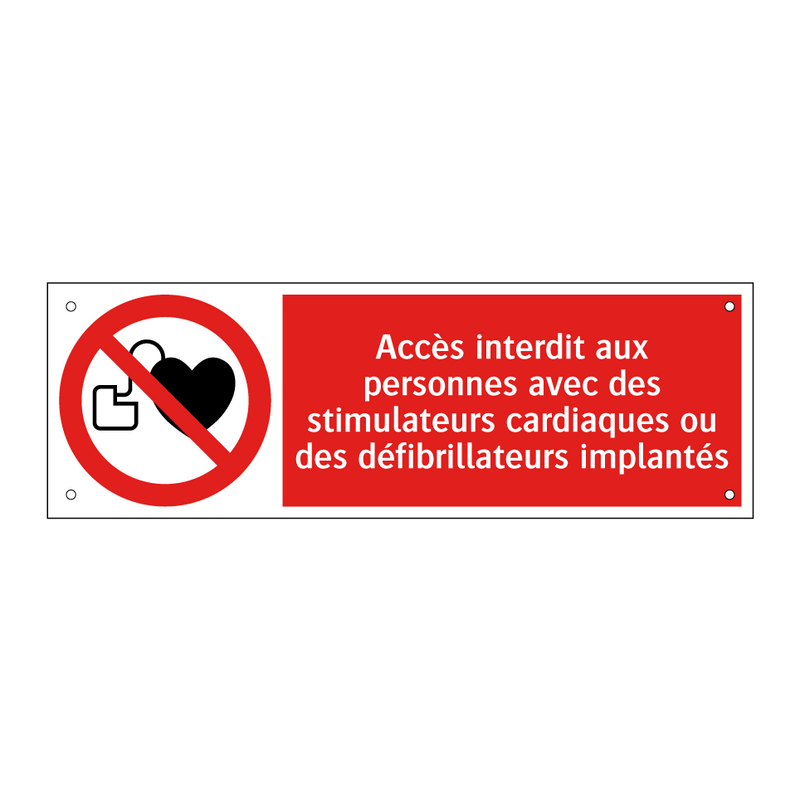 Accès interdit aux personnes avec des stimulateurs cardiaques ou des défibrillateurs implantés