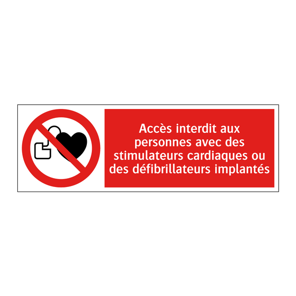 Accès interdit aux personnes avec des stimulateurs cardiaques ou des défibrillateurs implantés