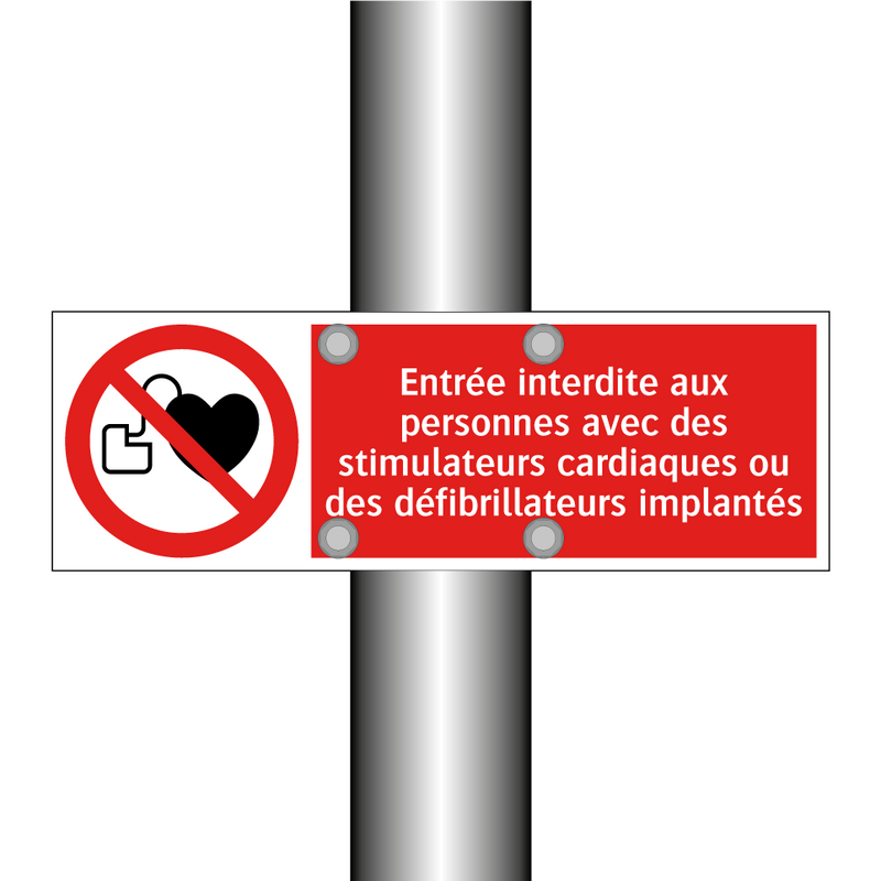 Entrée interdite aux personnes avec des stimulateurs cardiaques ou des défibrillateurs implantés