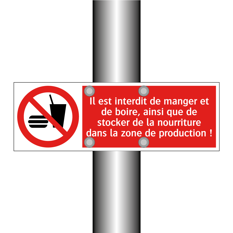 Il est interdit de manger et de boire, ainsi que de stocker de la nourriture dans la zone de production !