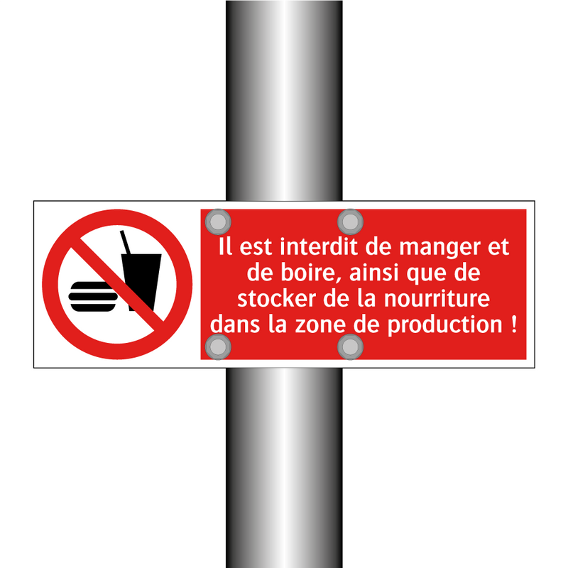 Il est interdit de manger et de boire, ainsi que de stocker de la nourriture dans la zone de production !