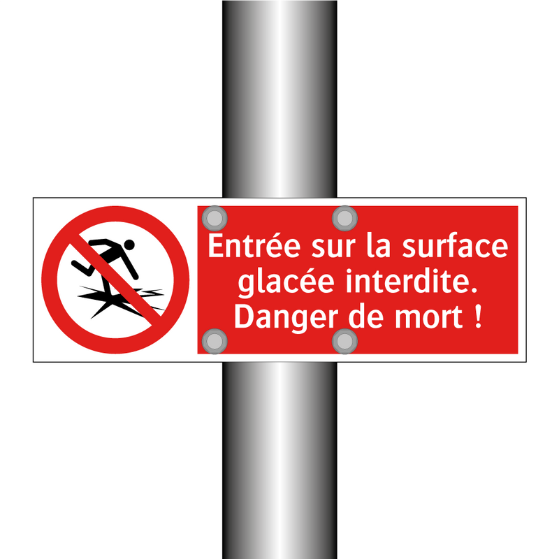 Entrée sur la surface glacée interdite. Danger de mort !