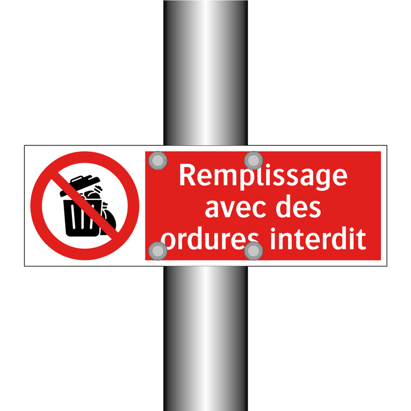 Remplissage avec des ordures interdit