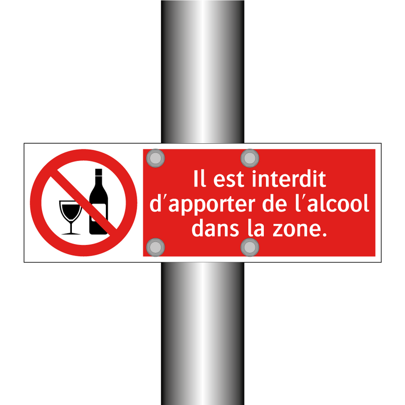 Il est interdit d'apporter de l'alcool dans la zone.