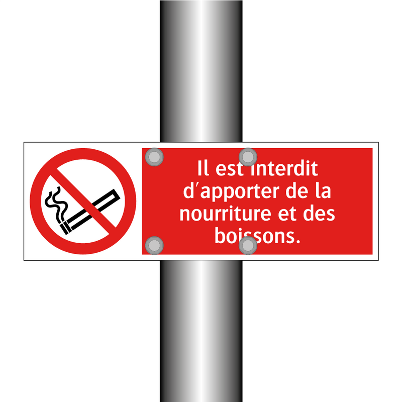 Il est interdit d'apporter de la nourriture et des boissons.