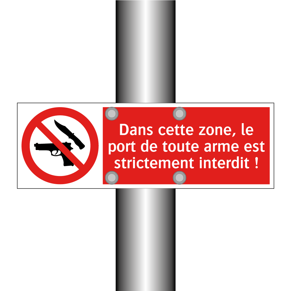 Dans cette zone, le port de toute arme est strictement interdit !