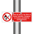 Faire du feu à l'air libre et fumer interdits. Éteignez le moteur pendant le ravitaillement.