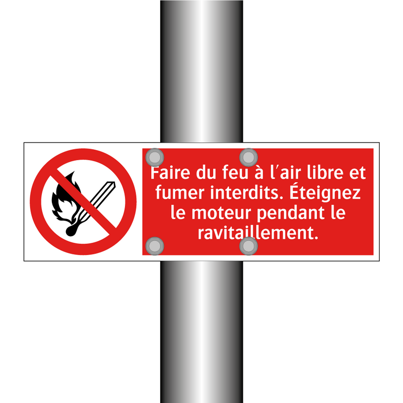 Faire du feu à l'air libre et fumer interdits. Éteignez le moteur pendant le ravitaillement.