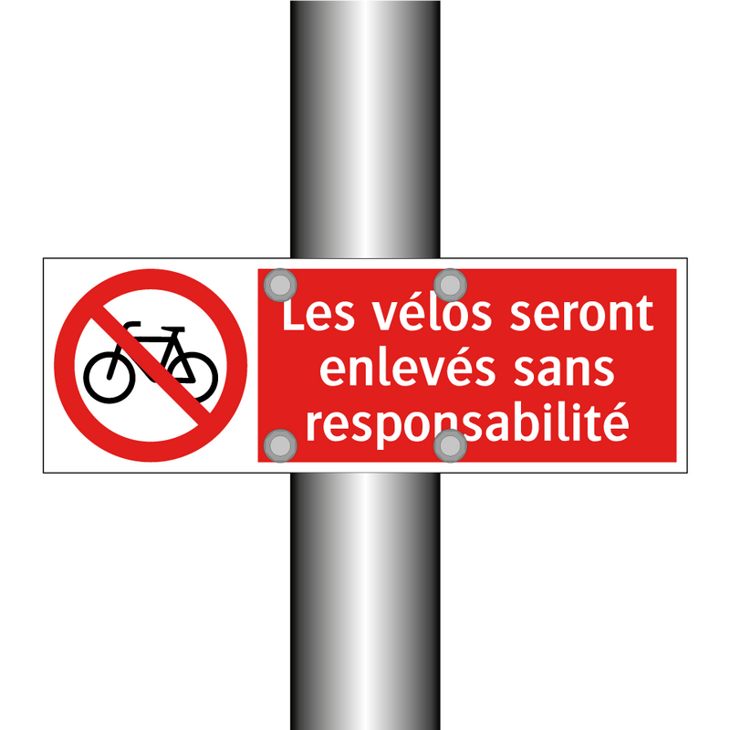 Les vélos seront enlevés sans responsabilité