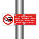 Salle des véhicules à moteur : Attention lors du démarrage des moteurs - Risque d'intoxication !