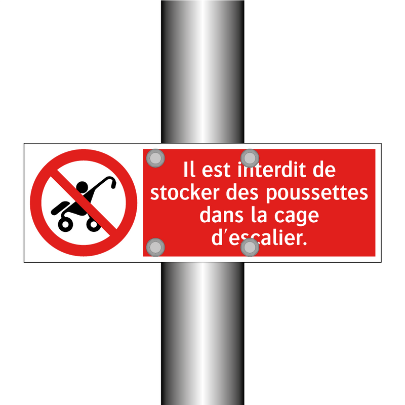 Il est interdit de stocker des poussettes dans la cage d'escalier.