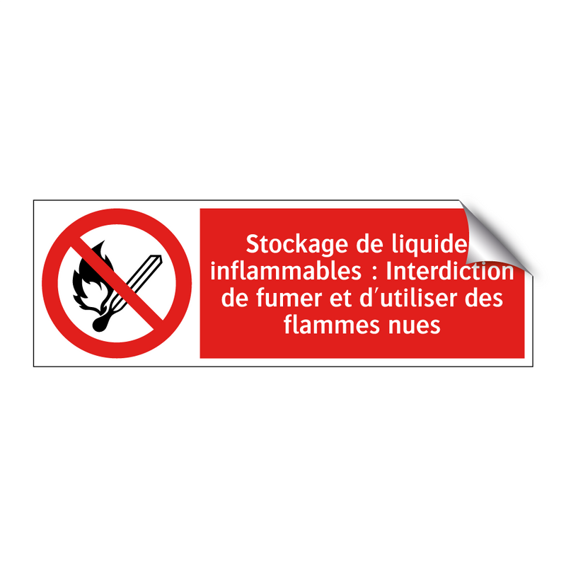 Stockage de liquides inflammables : Interdiction de fumer et d'utiliser des flammes nues