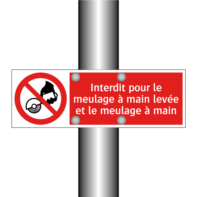 Interdit pour le meulage à main levée et le meulage à main