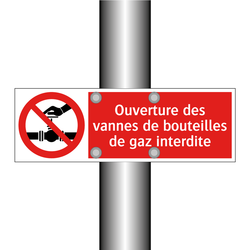 Ouverture des vannes de bouteilles de gaz interdite