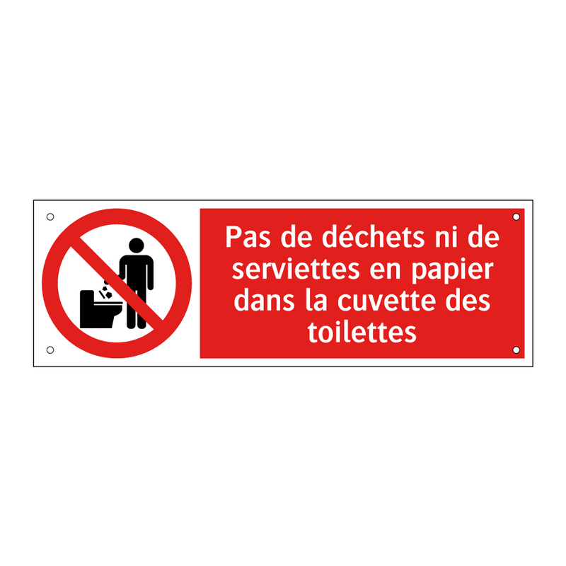 Pas de déchets ni de serviettes en papier dans la cuvette des toilettes