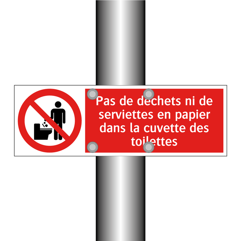 Pas de déchets ni de serviettes en papier dans la cuvette des toilettes