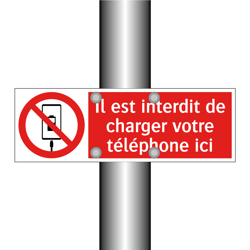 Il est interdit de charger votre téléphone ici