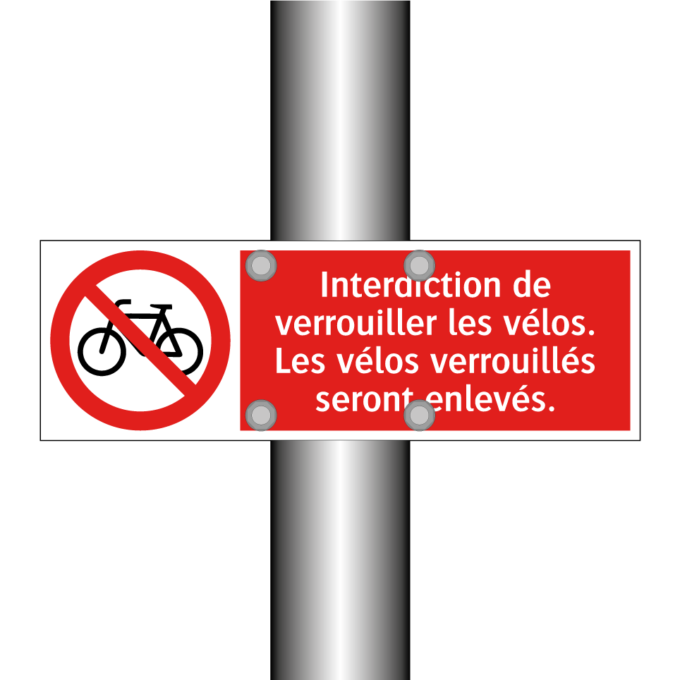 Interdiction de verrouiller les vélos. Les vélos verrouillés seront enlevés.