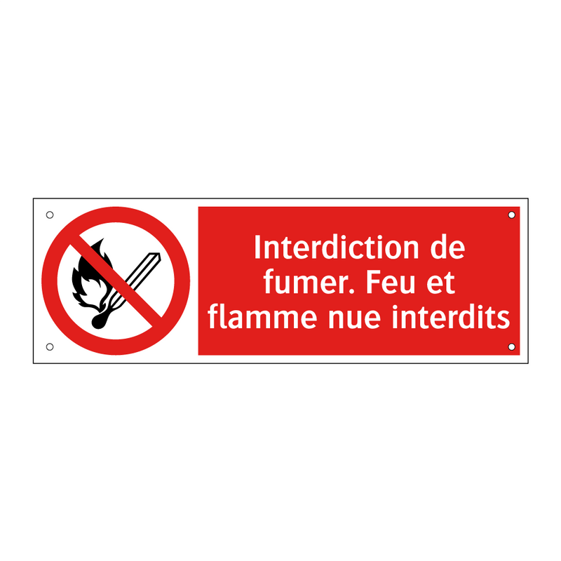 Interdiction de fumer. Feu et flamme nue interdits