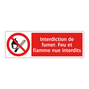 Interdiction de fumer. Feu et flamme nue interdits
