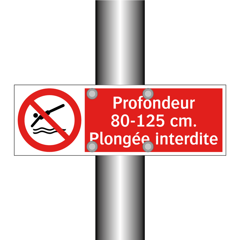 Profondeur 80-125 cm. Plongée interdite