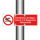 Interdiction de Nager - Article 5.6 Règlement Wiesenkolk