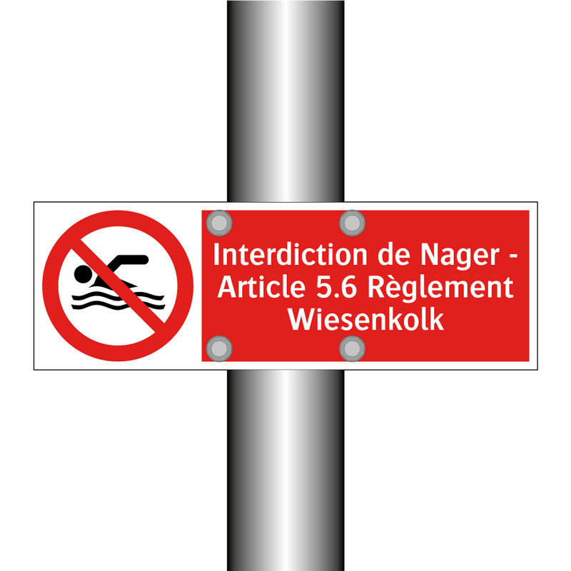 Interdiction de Nager - Article 5.6 Règlement Wiesenkolk