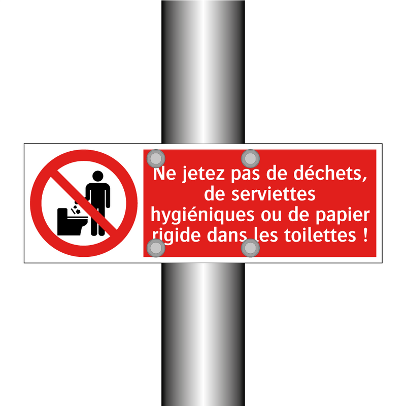 Ne jetez pas de déchets, de serviettes hygiéniques ou de papier rigide dans les toilettes !