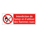 Interdiction de fumer et d'utiliser des flammes nues