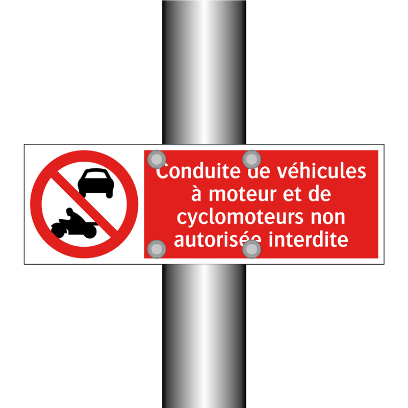 Conduite de véhicules à moteur et de cyclomoteurs non autorisée interdite