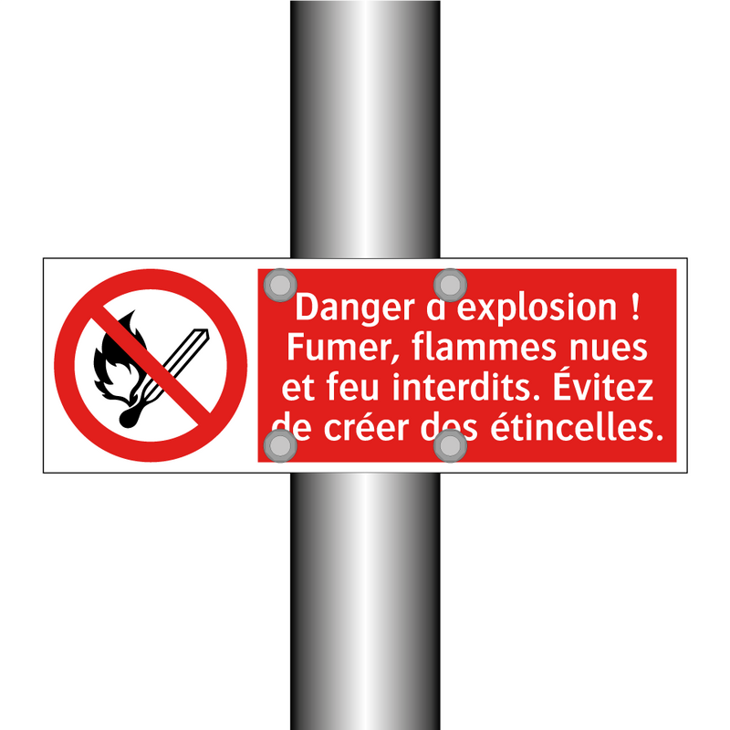 Danger d'explosion ! Fumer, flammes nues et feu interdits. Évitez de créer des étincelles.