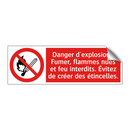 Danger d'explosion ! Fumer, flammes nues et feu interdits. Évitez de créer des étincelles.