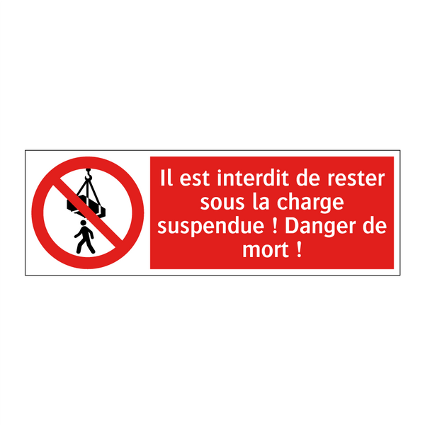 Il est interdit de rester sous la charge suspendue ! Danger de mort !