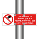 Les animaux ne doivent pas être nourris. Ne courez pas après les animaux.