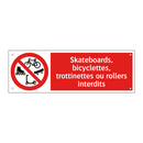 Skateboards, bicyclettes, trottinettes ou rollers interdits