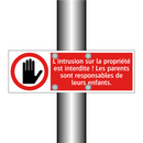 L'intrusion sur la propriété est interdite ! Les parents sont responsables de leurs enfants.