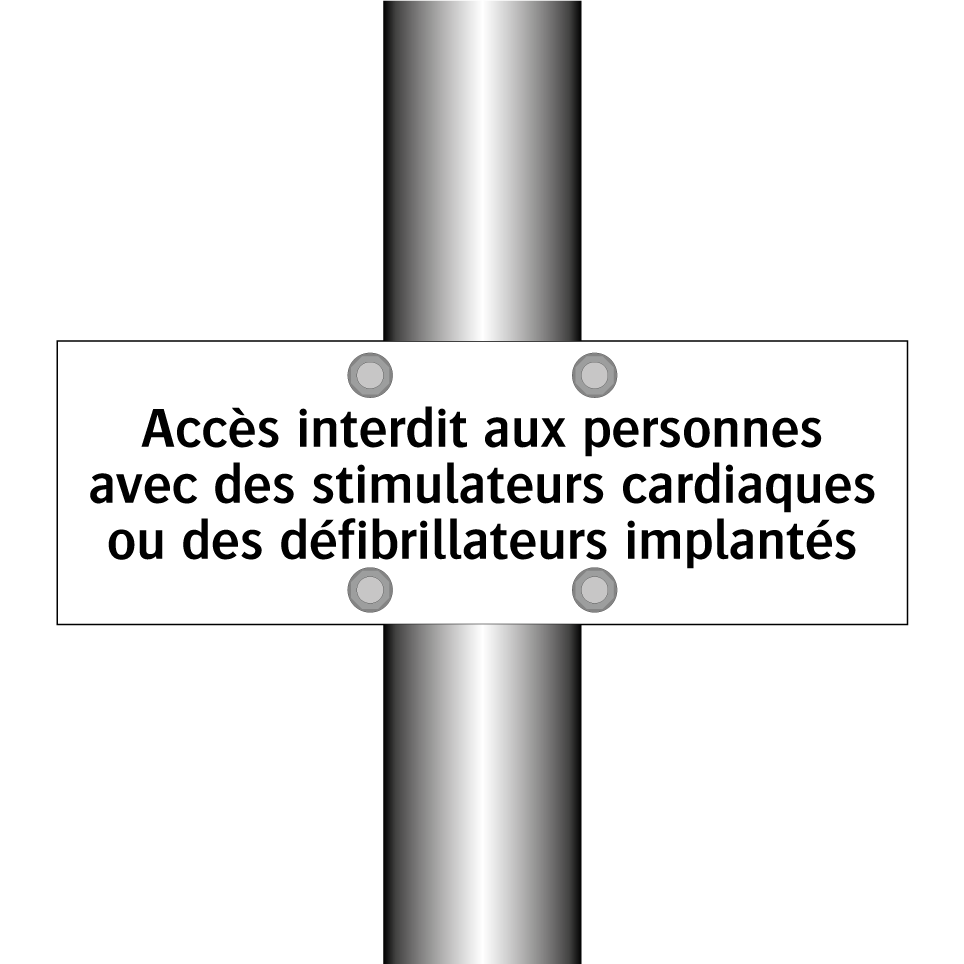 Accès interdit aux personnes avec des stimulateurs cardiaques ou des défibrillateurs implantés