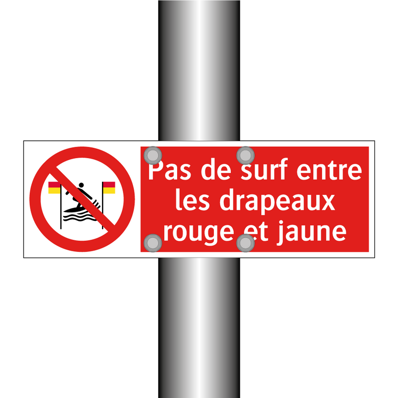 Pas de surf entre les drapeaux rouge et jaune