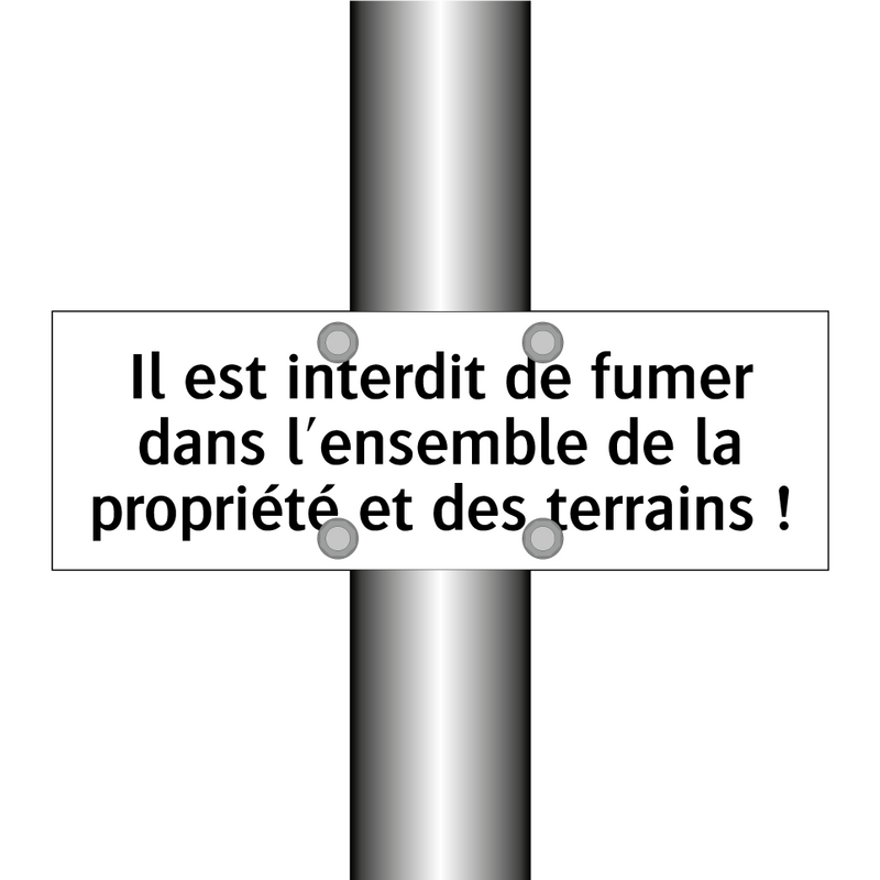 Il est interdit de fumer dans l'ensemble de la propriété et des terrains !