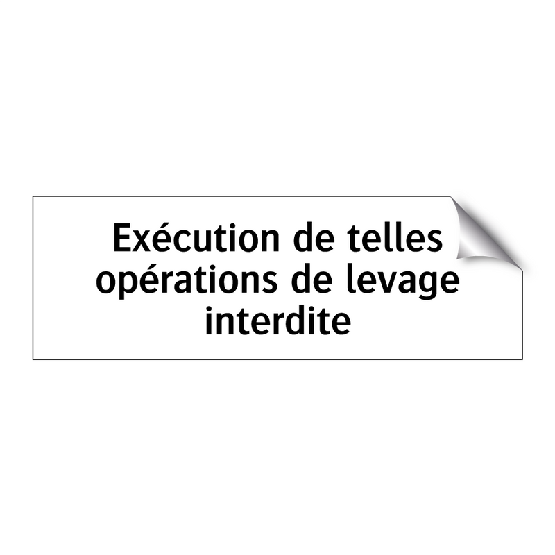 Exécution de telles opérations de levage interdite