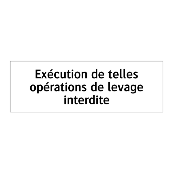 Exécution de telles opérations de levage interdite