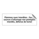 Flammes nues interdites ; feu et sources d'allumage non protégées interdits, défense de fumer
